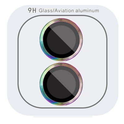 Защитное стекло Metal Classic на камеру iPhone 16 /16 Plus (Сиреневый / Rainbow)