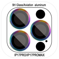 Защитное стекло Metal Classic на камеру iPhone 17 Pro /17 Pro Max (Сиреневый / Rainbow)