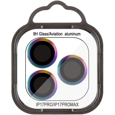 Защитное стекло Metal Classic на камеру iPhone 17 Pro /17 Pro Max (Сиреневый / Rainbow)