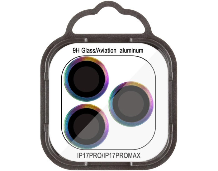 Защитное стекло Metal Classic на камеру iPhone 17 Pro /17 Pro Max (Сиреневый / Rainbow)