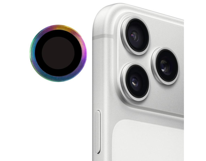 Защитное стекло Metal Classic на камеру iPhone 17 Pro /17 Pro Max (Сиреневый / Rainbow)