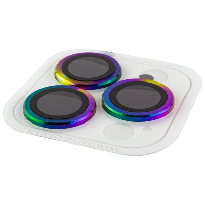 Защитное стекло Metal Classic на камеру iPhone 17 Pro /17 Pro Max (Сиреневый / Rainbow)