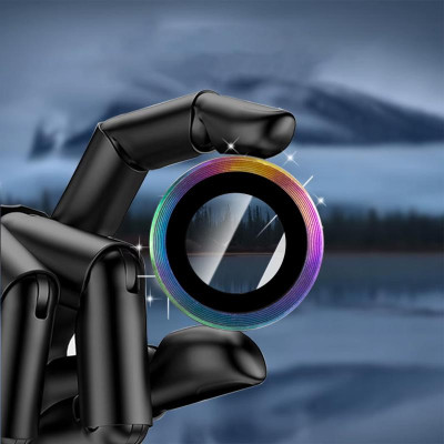 Защитное стекло Metal Classic на камеру iPhone 17 Pro /17 Pro Max (Сиреневый / Rainbow)
