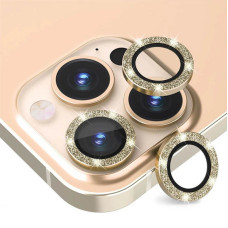 Защитное стекло Metal Sparkles на камеру iPhone 15 Pro/15 Pro Max (Золотой / Gold)