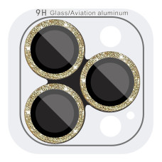 Защитное стекло Metal Sparkles на камеру iPhone 15 Pro/15 Pro Max (Золотой / Gold)
