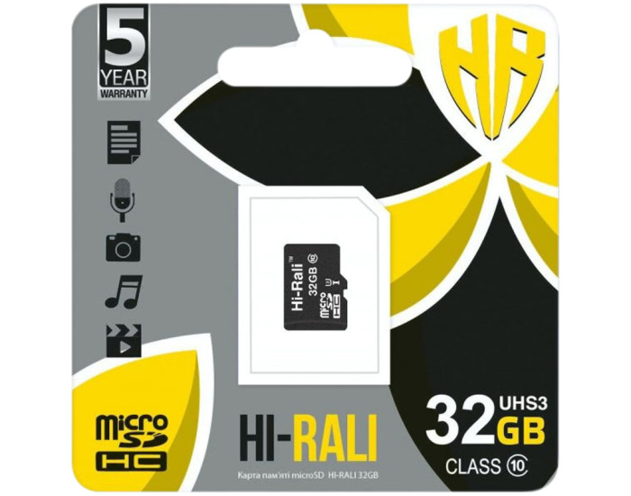 Карта памяти Hi-Rali 32GB Class 10 (UHS-3)
