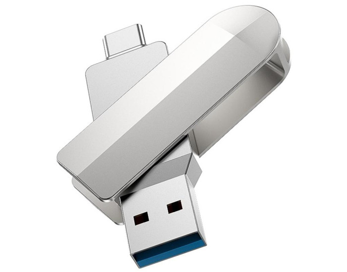 Флешка USB-A/C Hoco UD10 Metal Flash 2in1 USB 3.0/Type-C 128GB Gray