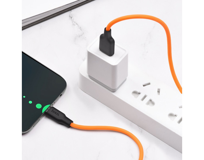 Кабель USB Hoco X21 Plus Silicone USB to Type-C (3A/1m) Black/Orange