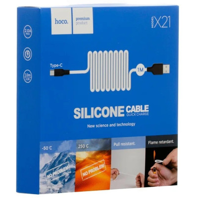Кабель Hoco X21 Plus Silicone Type-C 3A 1m Black/Orange
