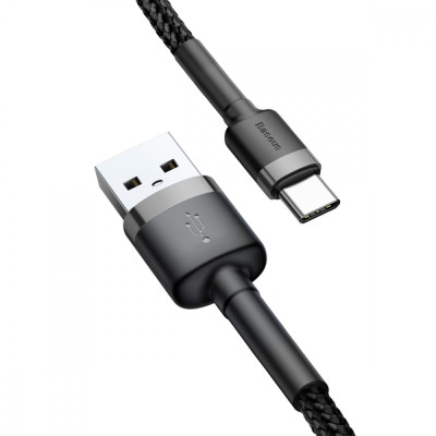 Кабель USB Baseus Cafule Type-C (CATKLF-B91) 3A (1m) (Черный / Серый)