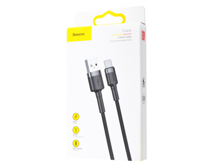 Кабель USB Baseus Cafule USB to Type-C (3A/1m) Черный/Серый (CATKLF-B91)
