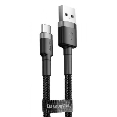 Кабель USB Baseus Cafule Type-C Cable (2.4A/1m) (CALKLF-B) (Сірий / Чорний)