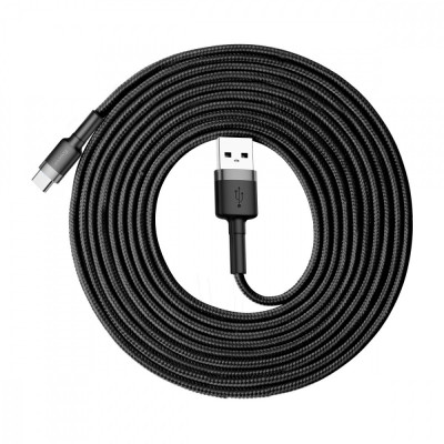 Кабель USB Baseus Cafule Type-C Cable (2.4A/1m) (CALKLF-B) (Сірий / Чорний)