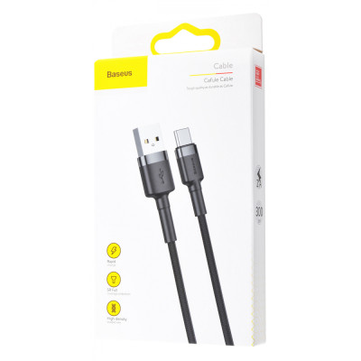 Кабель USB Baseus Cafule Type-C Cable (2.4A/1m) (CALKLF-B) (Сірий / Чорний)