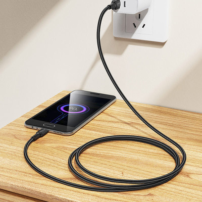 Кабель USB Borofone BX116 Certain MicroUSB 2.4A/1m, Black