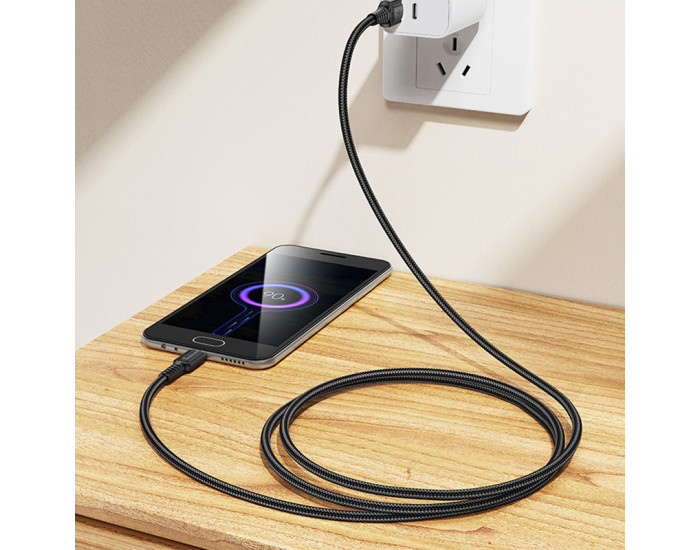 Кабель USB Borofone BX116 Certain USB to Micro (2.4A/1m) Black