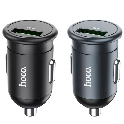 Автомобильное зарядное устройство Hoco Z43 Mighty Single Port Car Charger (1USB/18W/QC3.0) Metal Grey