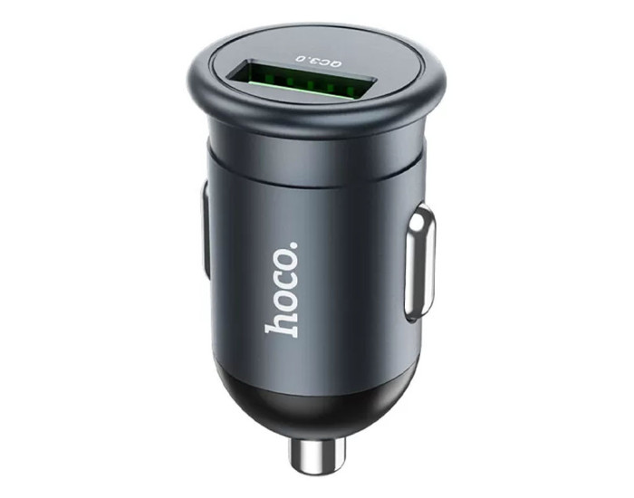 Автомобільне зарядний пристрій Hoco Z43 Mighty Single Port Car Charger (1USB/18W/QC3.0) Metal Grey