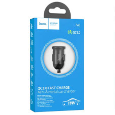 Автомобильное зарядное устройство Hoco Z43 Mighty Single Port Car Charger (1USB/18W/QC3.0) Metal Grey
