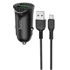Автомобильное зарядное устройство Hoco Z39 Farsighted (2USB/QC3.0/18W) с кабелем Micro USB Black