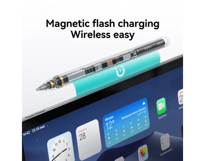 Стилус Usams US-ZB264 Transparent Magnetic Charding Tilt-sensitive Active Touch for iPad Black