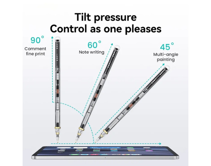 Стилус Usams US-ZB264 Transparent Magnetic Charding Tilt-sensitive Active Touch for iPad Black