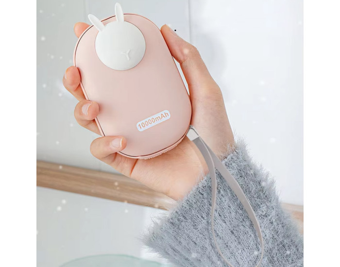 Портативна батарея (Power Bank) (GXZ-N705) 2 in 1 з обігрівачем 10000mAh Pink Rabbit