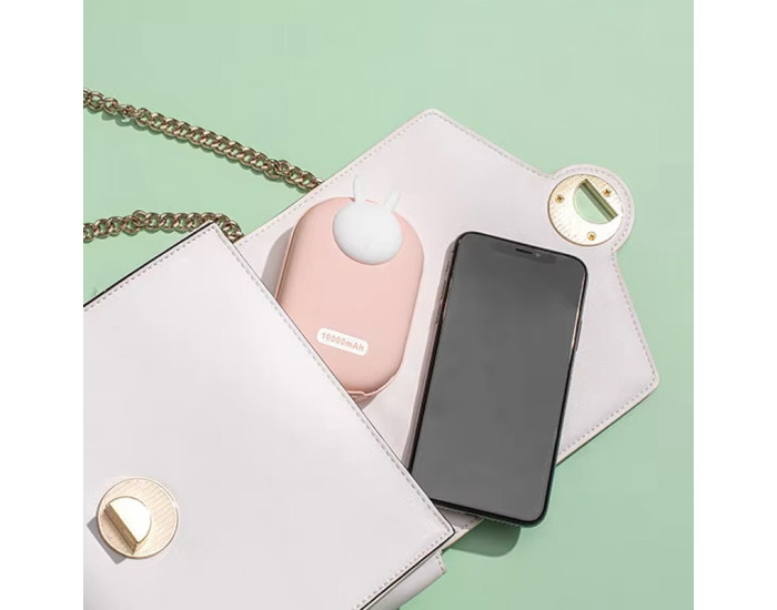 Портативна батарея (Power Bank) (GXZ-N705) 2 in 1 з обігрівачем 10000mAh Pink Rabbit