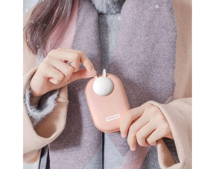 Портативна батарея (Power Bank) (GXZ-N705) 2 in 1 з обігрівачем 10000mAh Pink Rabbit