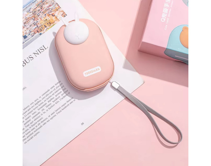 Портативна батарея (Power Bank) (GXZ-N705) 2 in 1 з обігрівачем 10000mAh Pink Rabbit