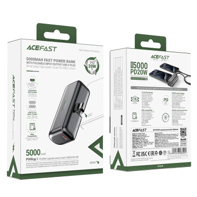 Портативна батарея (Power Bank) Acefast M9 PD20W 5000mAh, Black