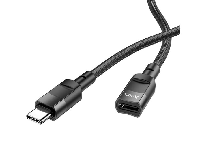 USB-C Подовжувач Hoco U107 Type-C(male)-to-iP(female) adapter cable 2A/0,1m, Black