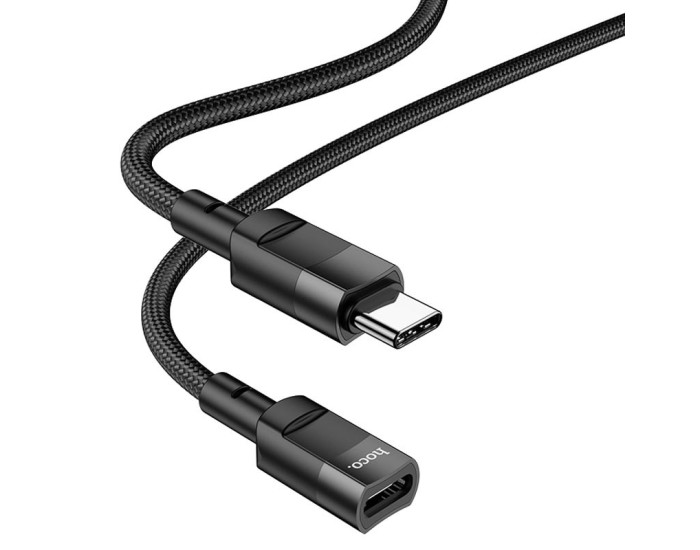 USB-C Подовжувач Hoco U107 Type-C(male)-to-iP(female) adapter cable 2A/0,1m, Black