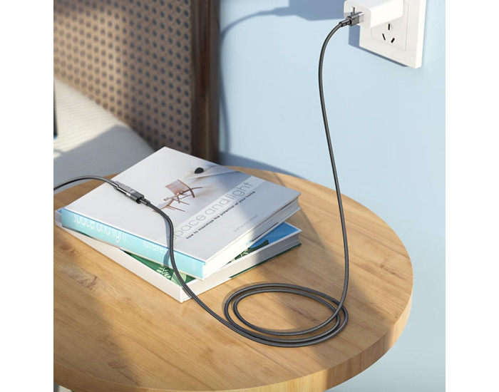 USB-C Подовжувач Hoco U107 Type-C(male)-to-iP(female) adapter cable 2A/0,1m, Black