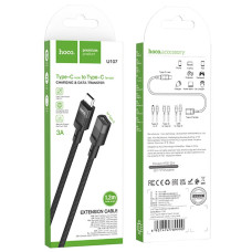 USB-C Удлинитель Hoco U107 Type-C(male)-to-iP(female) adapter cable 2A/0,1m, Black