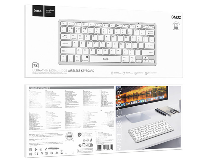 Беспроводная клавиатура Hoco GM32 Wisdom dual-mode, english, Black