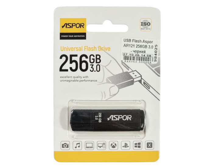 Флешка USB 3.0 Aspor 256GB AR121, чорна