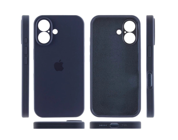 Чехол-силикон оригинал Full Camera Soft Matte iPhone 16 (Темно-синий / Midnight blue)
