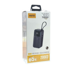 Портативная батарея (Power Bank) Aspor A362 Notebook Series 20000mAh (2USB-C+1USB-A/65W/5V-20V), Black