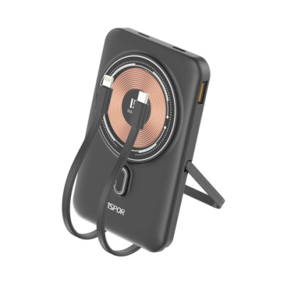 Портативная батарея (Power Bank) Aspor A327 с MagSafe с кабелем (Lightning/Type-C) (37Wh) 10000mAh белый