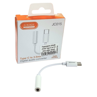 Кабель AUX Jokade JC015 FENGHUA Type-C to 3.5 AUX cable White
