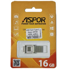 Флешка USB 2,0 Aspor Type-C 16GB AR104 Silver