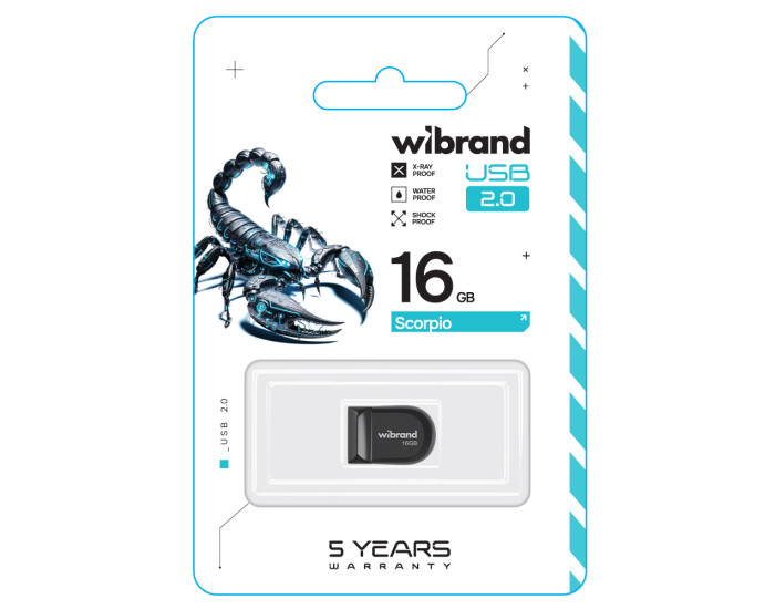 Флешка USB 2.0 Wibrand 16GB Gen1 Scorpio Black
