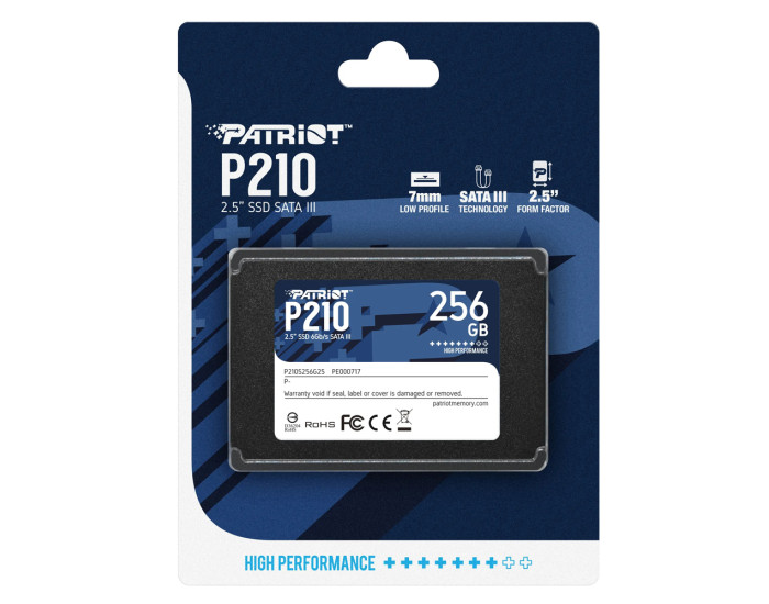 Накопичувач SSD диск Patriot P210 256GB 2.5" 7mm SATAIII 3D QLC
