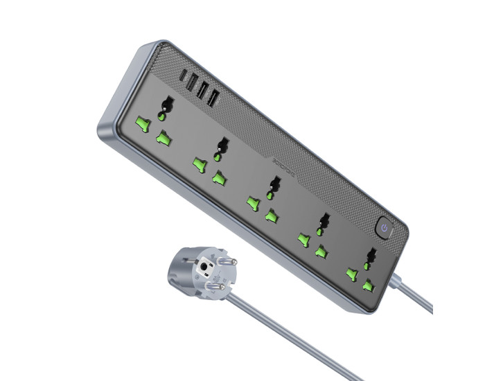 Сетевой фильтр BOROFONE BAC4A Lord 5 position socket(1C3A)(EU), черный