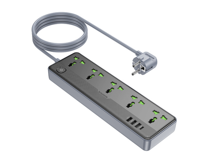Сетевой фильтр BOROFONE BAC4A Lord 5 position socket(1C3A)(EU), черный
