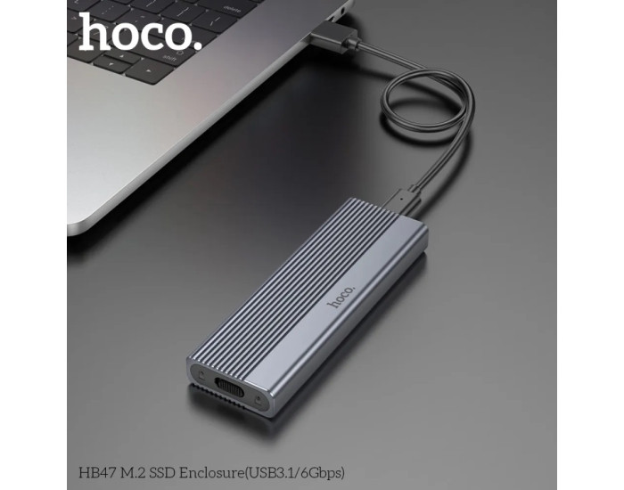 Внешний карман для накопителя HOCO HB47 M.2 SSD Enclosure (USB-A3.1/6Gbps) Grey