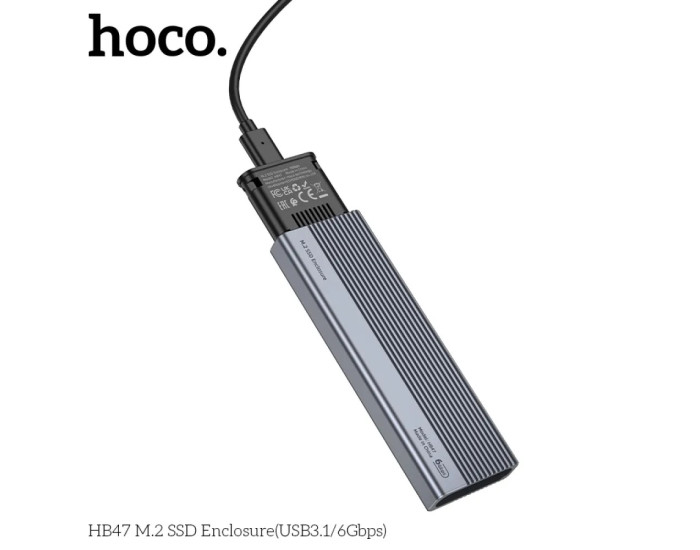Внешний карман для накопителя HOCO HB47 M.2 SSD Enclosure (USB-A3.1/6Gbps) Grey
