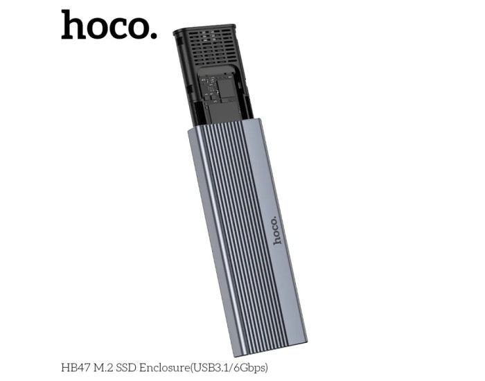 Внешний карман для накопителя HOCO HB47 M.2 SSD Enclosure (USB-A3.1/6Gbps) Grey