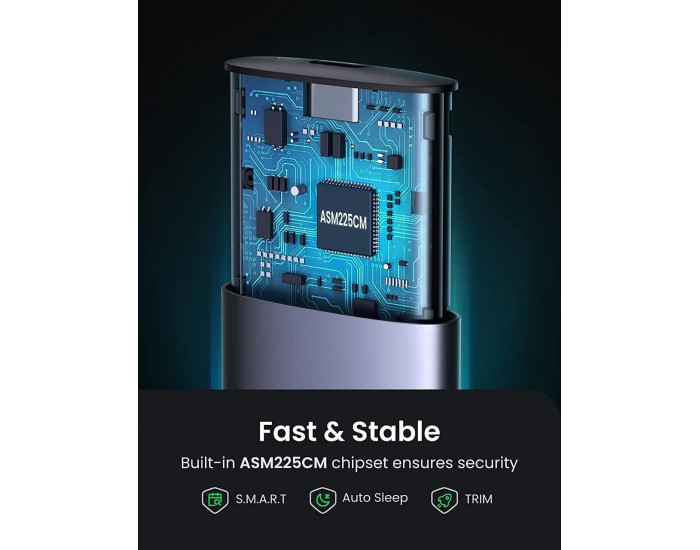 Внешний карман для накопителя UGREEN USB-C to M.2 NGFF 5G Enclosure A TO C Cable 50cm